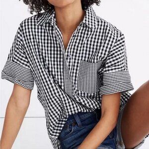 Madewell Gingham Button Down Short Sleeved Shirt